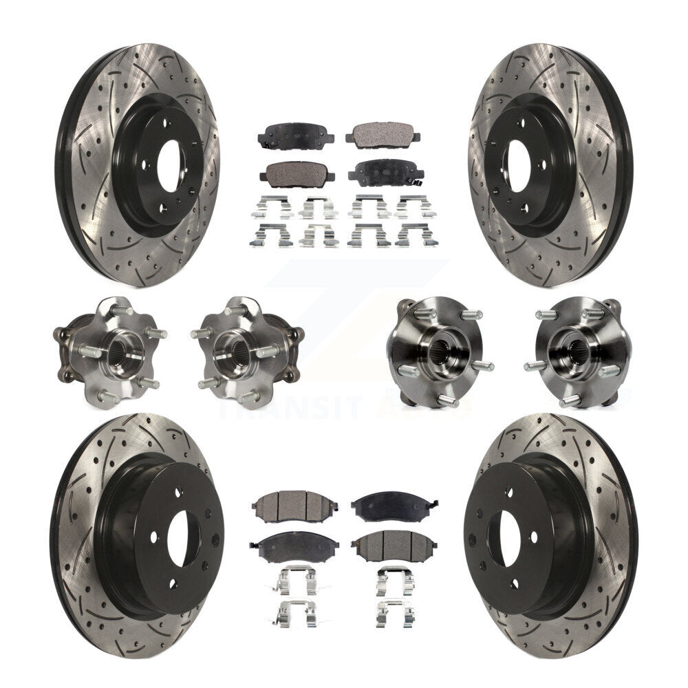 Hub Bearing Coat Brake Rotor Pad Front Rear Kit (10Pc) For INFINITI G37 EX35 G25
