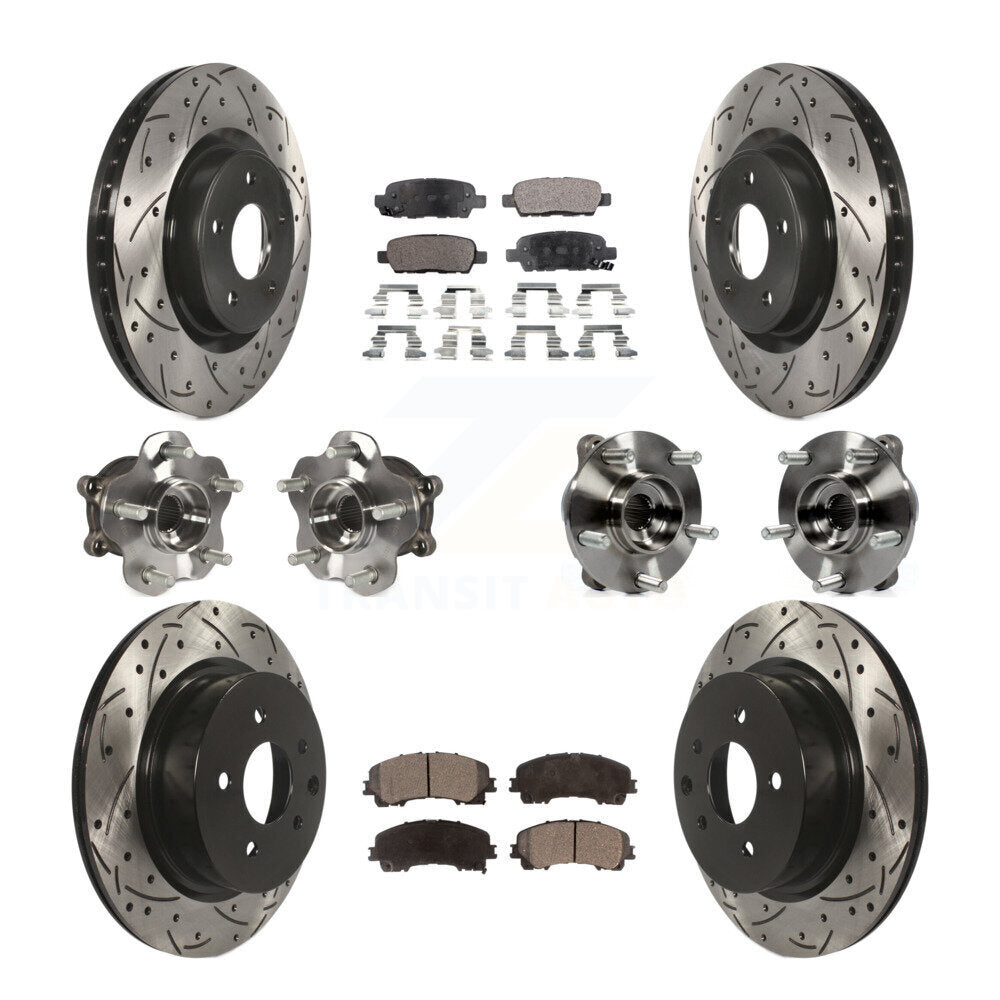Hub Bearing Coated Brake Rotor & Pad Front Rear Kit (10Pc) For INFINITI QX50 AWD