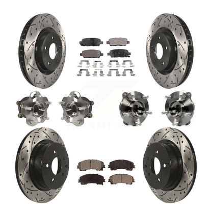 Hub Bearing Coated Brake Rotor & Pad Front Rear Kit (10Pc) For INFINITI QX50 AWD