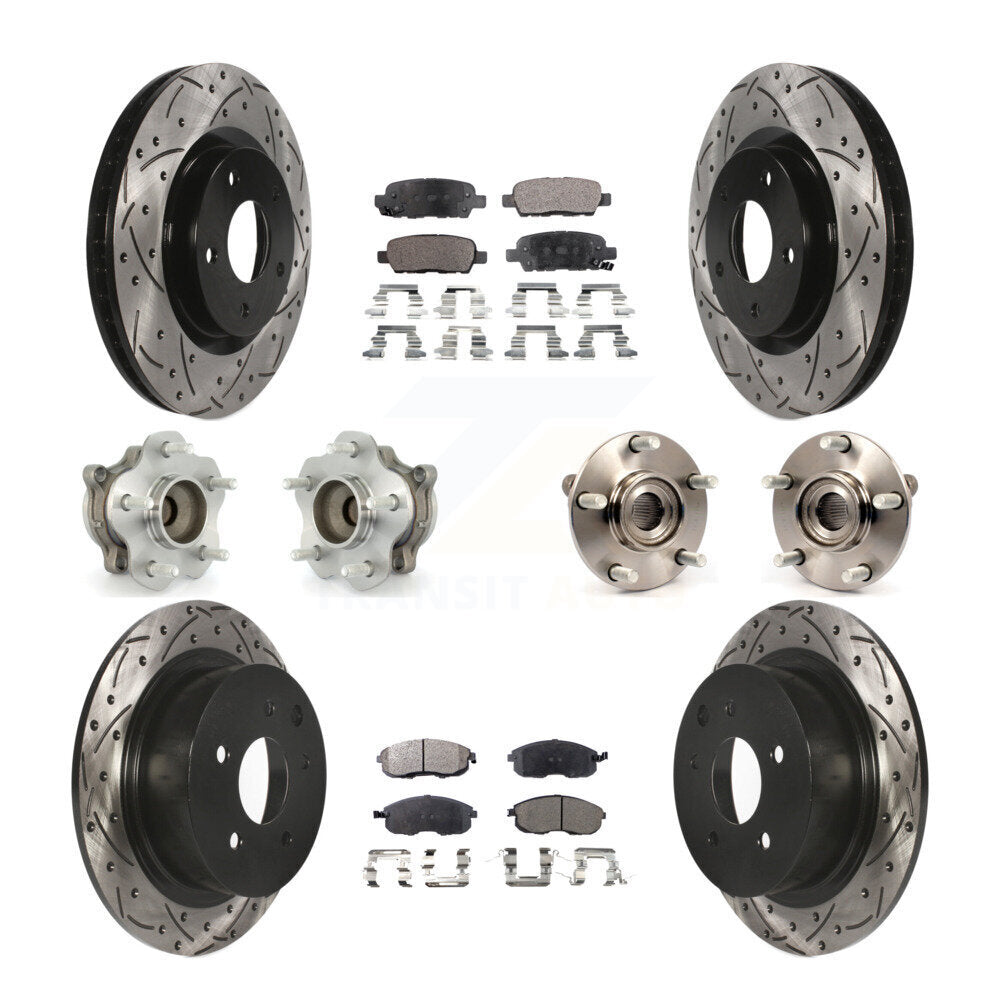 Hub Bearing Coated Disc Brake Rotor Pads Front Rear Kit (10Pc) For Nissan Sentra
