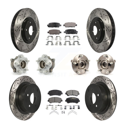 Hub Bearing Coated Disc Brake Rotor Pads Front Rear Kit (10Pc) For Nissan Sentra