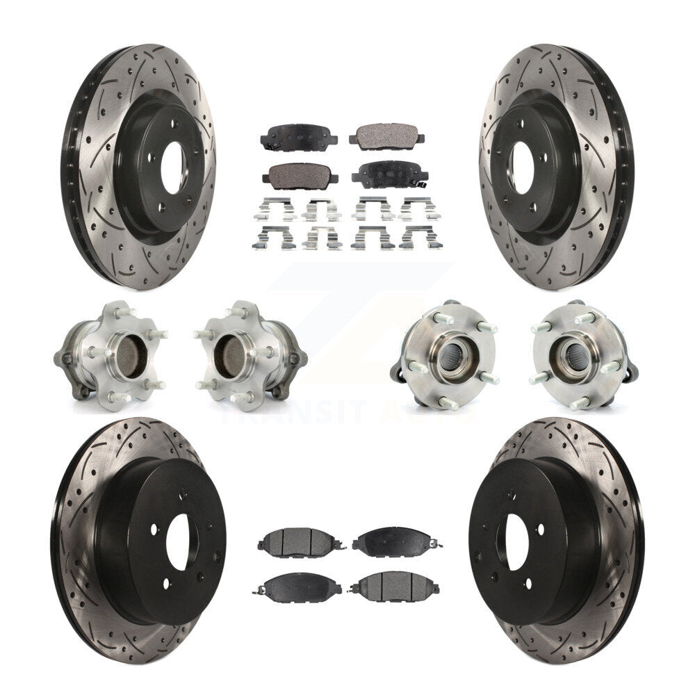 Hub Bearing Coat Brake Rotor Pad Front Rear Kit (10Pc) For Nissan Pathfinder FWD