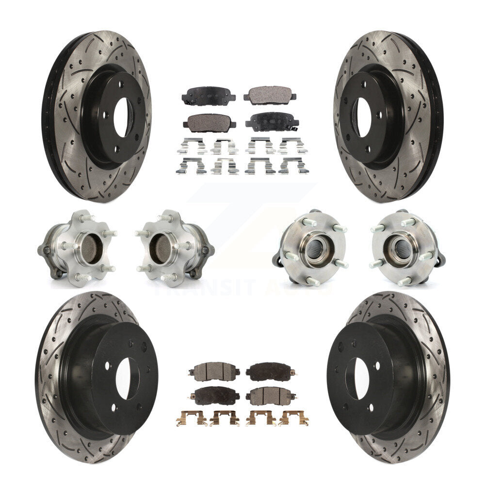 Hub Bearing Coated Disc Brake Rotor Pads Front Rear Kit (10Pc) For Nissan Altima