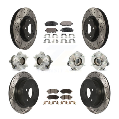 Hub Bearing Coated Disc Brake Rotor Pads Front Rear Kit (10Pc) For Nissan Altima
