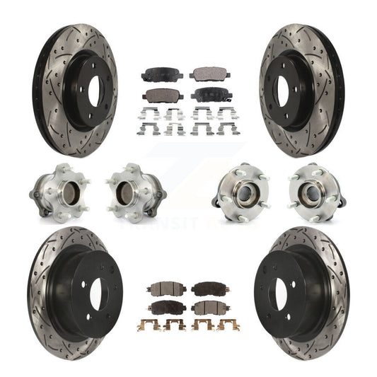 Hub Bearing Coated Disc Brake Rotor Pads Front Rear Kit (10Pc) For Nissan Altima