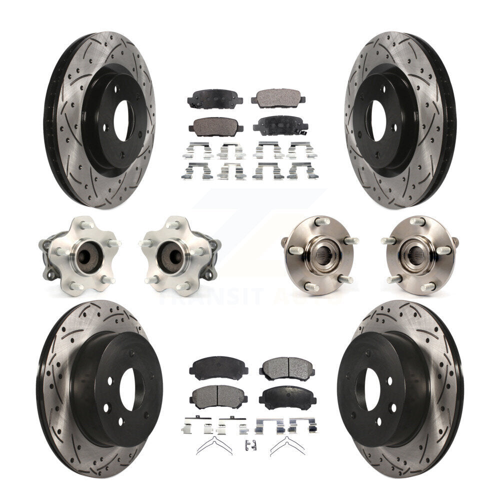 Hub Bearing Coated Brake Rotor Pad Front Rear Kit (10Pc) For Nissan Rogue Select