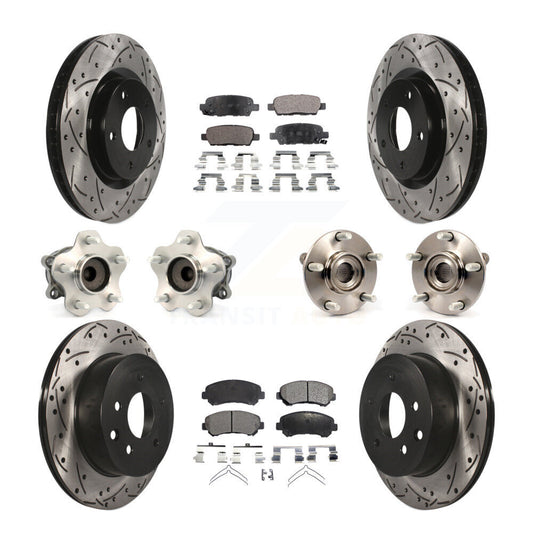 Hub Bearing Coated Brake Rotor Pad Front Rear Kit (10Pc) For Nissan Rogue Select