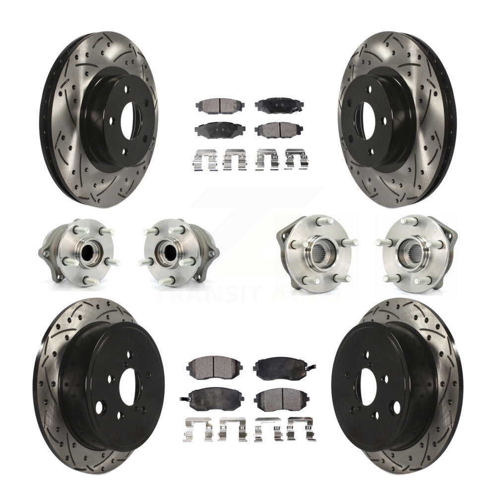 Hub Bearing Coated Disc Brake Rotor Pad Front Rear Kit (10Pc) For Subaru Impreza