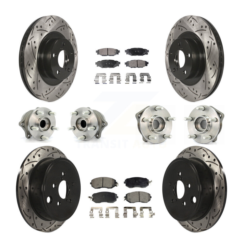 Hub Bearing Coat Brake Rotor Pad Front Rear Kit (10Pc) For Subaru Impreza Legacy