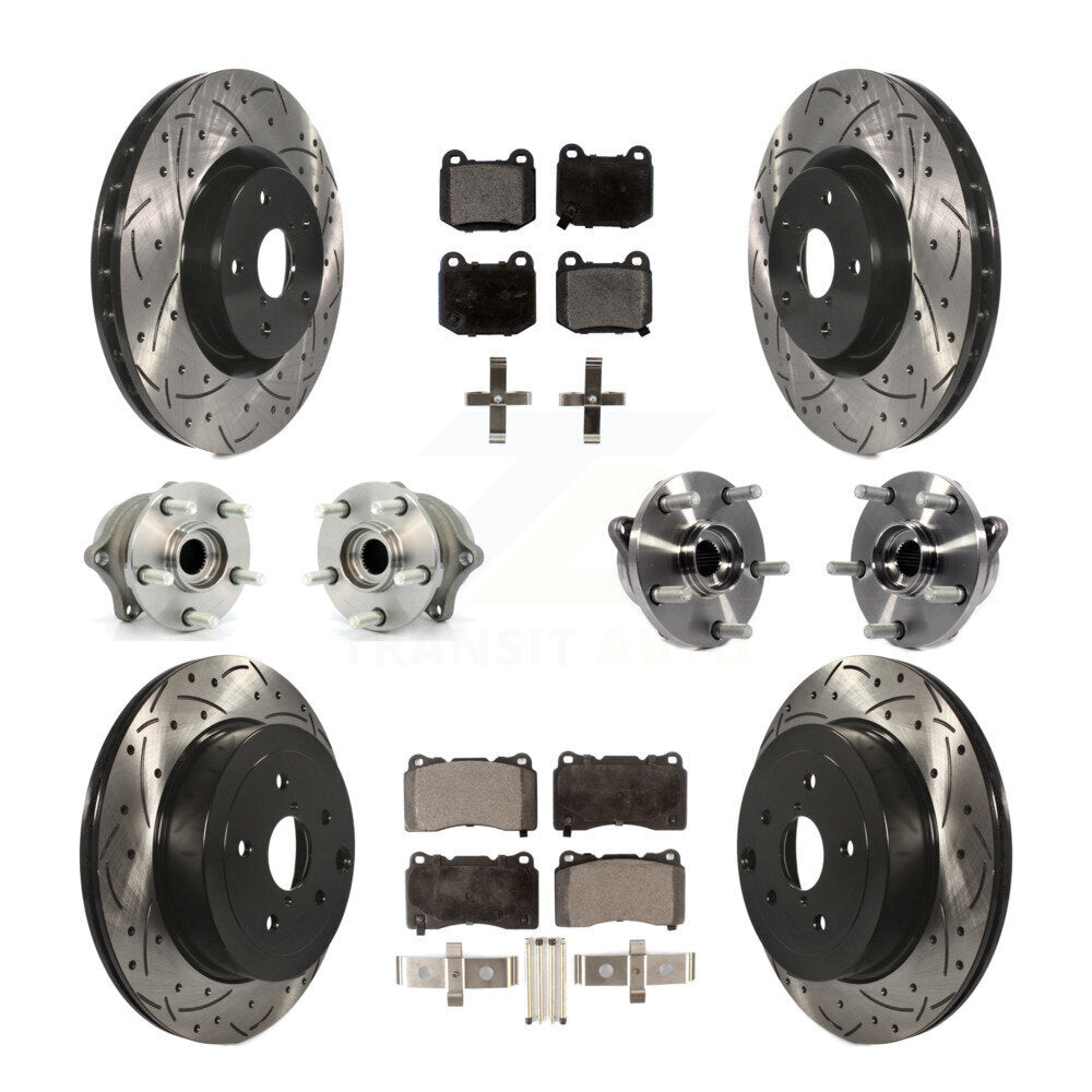 Hub Bearing Coated Brake Rotor Pads Front Rear Kit (10Pc) For Subaru Impreza WRX