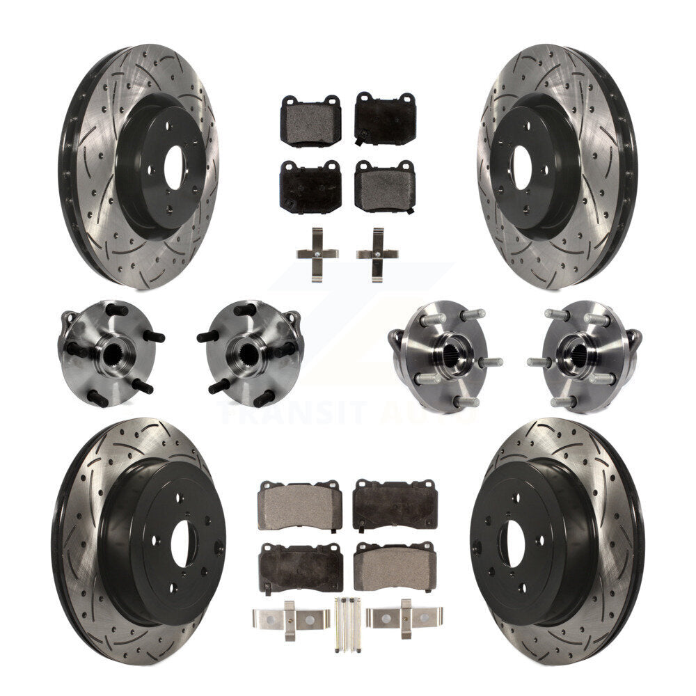 Hub Bearing Coated Brake Rotor Pads Front Rear Kit (10Pc) For Subaru Impreza WRX
