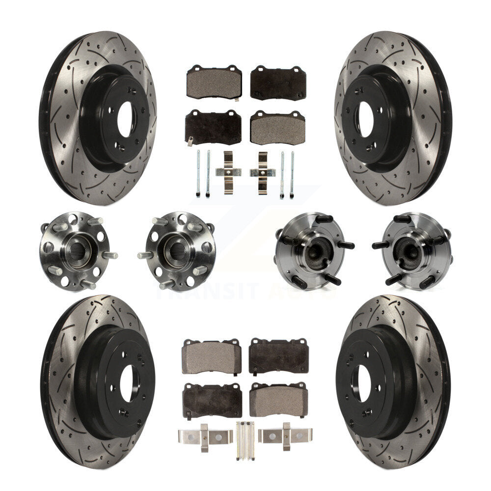 Hub Bearing Coat Brake Rotor Pad Front Rear Kit (10Pc) For Hyundai Genesis Coupe