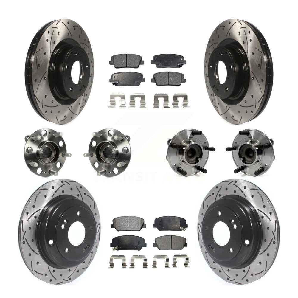 Hub Bearing Coat Brake Rotor Pad Front Rear Kit (10Pc) For Hyundai Genesis Coupe