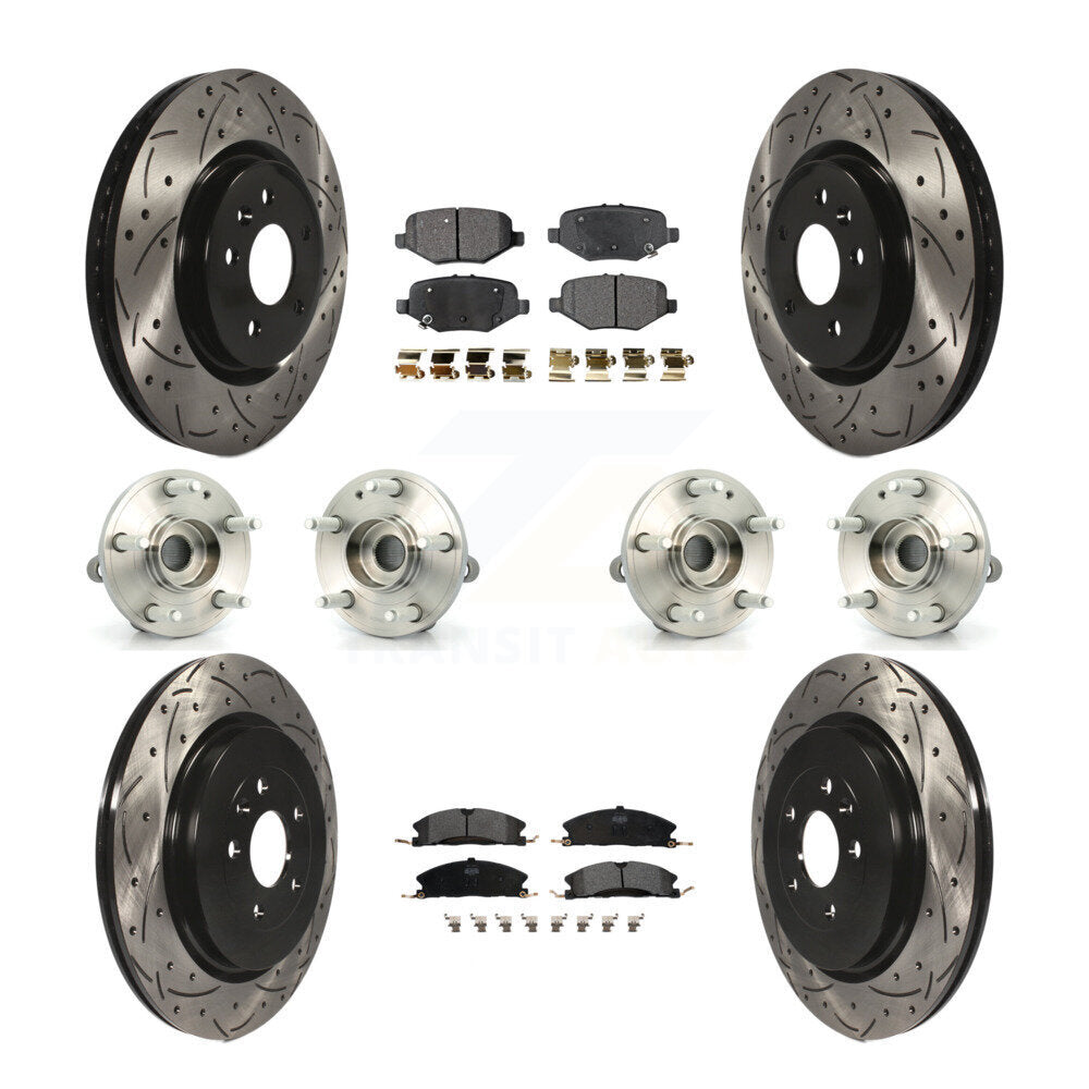 Hub Bearing Coated Brake Rotor Pad Front Rear Kit (10Pc) For Ford Explorer Sport
