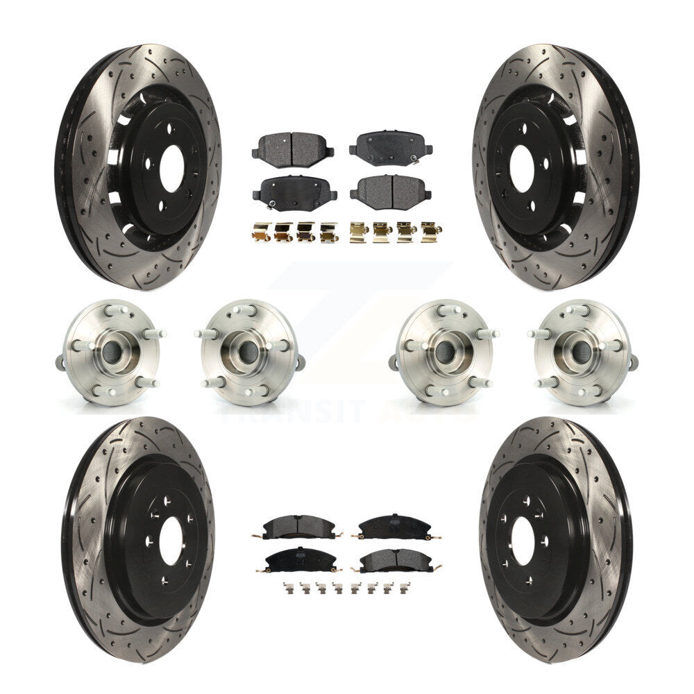 Hub Bearing Coated Disc Brake Rotor Pads Front Rear Kit (10Pc) For Ford Explorer
