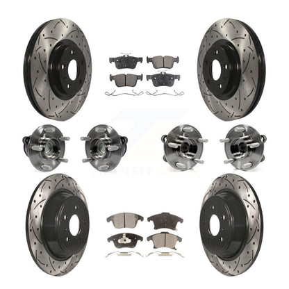 Hub Bearing Coated Brake Rotor Pad Front Rear Kit (10Pc) For Ford Fusion Lincoln