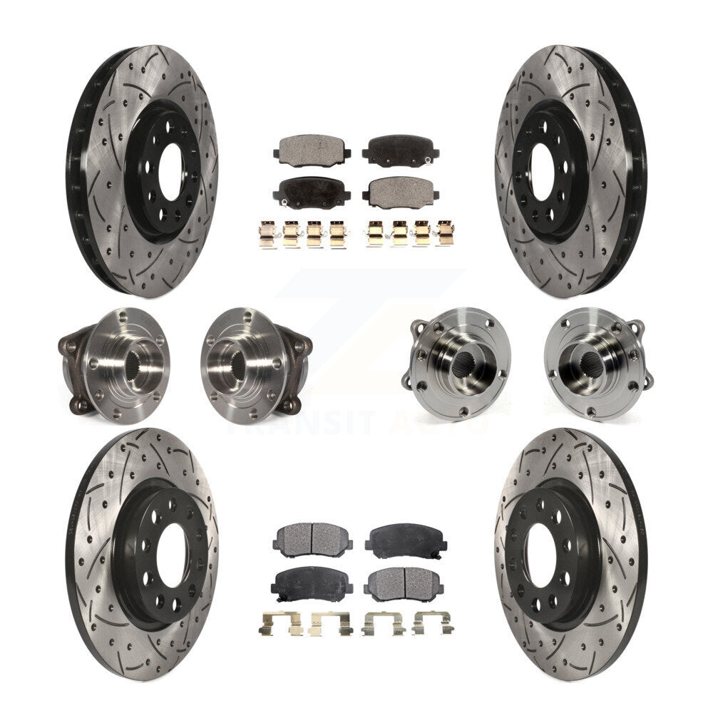 Hub Bearing Coated Brake Rotor & Pads Front Rear Kit (10Pc) For Chrysler 200 AWD
