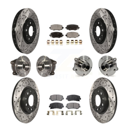 Hub Bearing Coated Brake Rotor & Pads Front Rear Kit (10Pc) For Chrysler 200 AWD