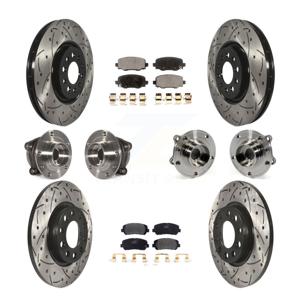 Hub Bearing Coated Brake Rotor & Pads Front Rear Kit (10Pc) For Chrysler 200 AWD