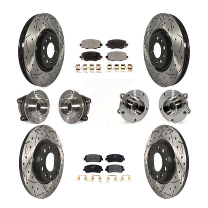 Hub Bearing Coated Brake Rotor & Pads Front Rear Kit (10Pc) For Chrysler 200 AWD