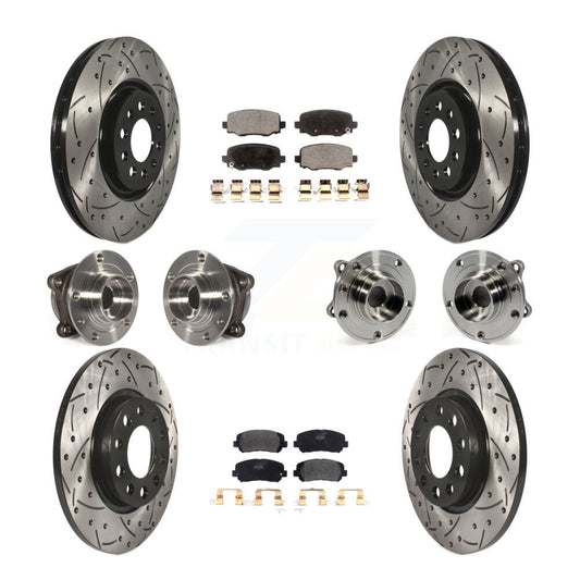 Hub Bearing Coated Brake Rotor & Pads Front Rear Kit (10Pc) For Chrysler 200 AWD
