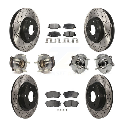 Hub Bearings Coated Disc Brake Rotors And Pads Front Rear Kit (10Pc) For Mazda 6