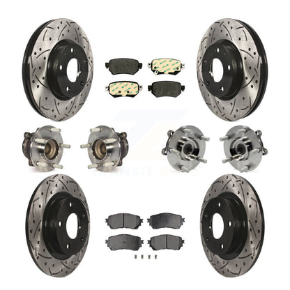 Hub Bearing Coated Brake Rotor & Pad Front Rear Kit (10Pc) For 2016-2018 Mazda 6