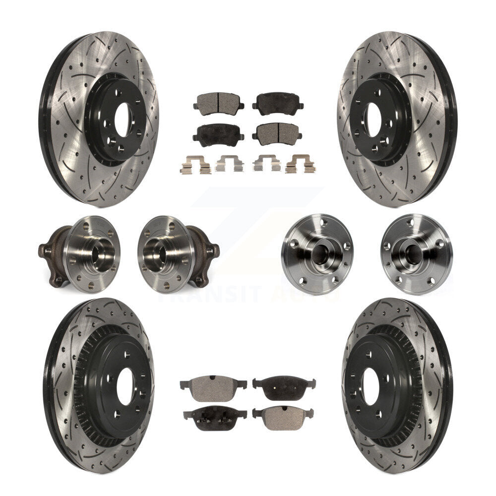 Hub Bearing Coat Brake Rotor Pads Front Rear Kit (10Pc) For 10-15 Volvo XC60 AWD