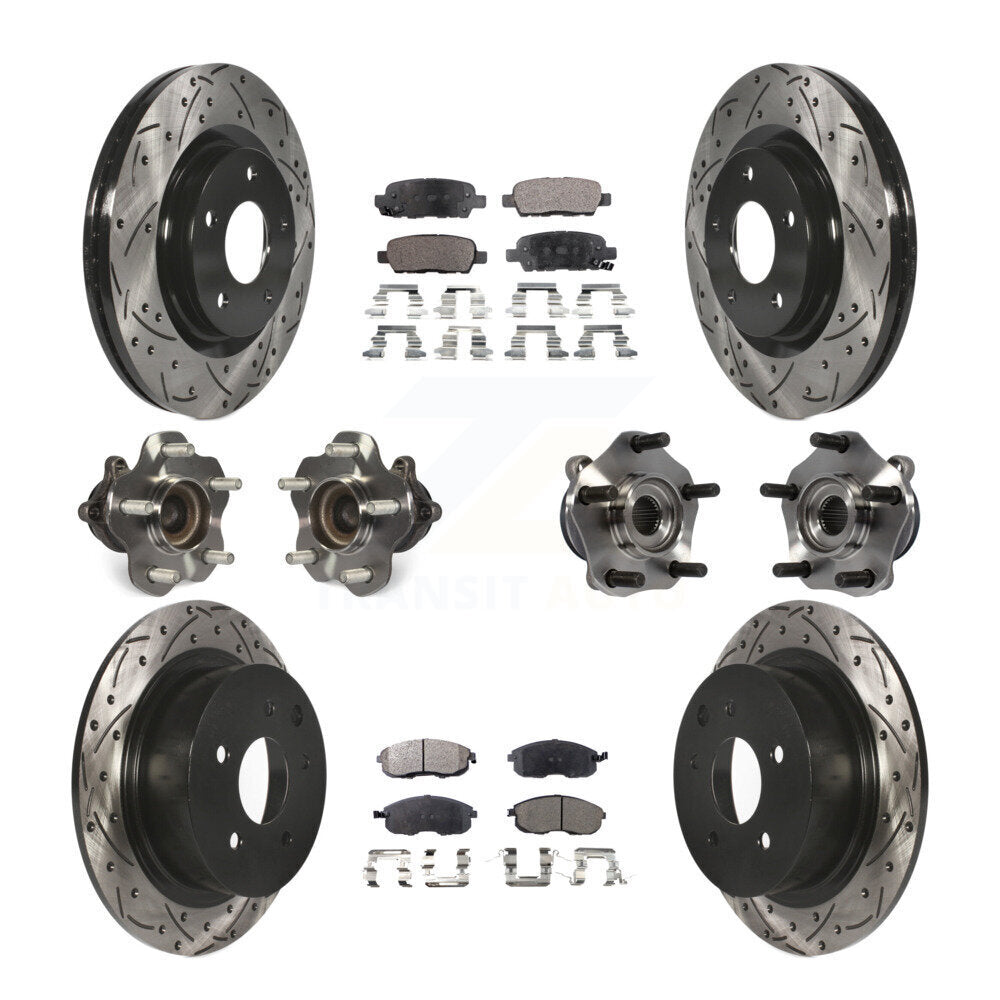 Hub Bearing Coated Disc Brake Rotor Pads Front Rear Kit (10Pc) For Nissan Sentra