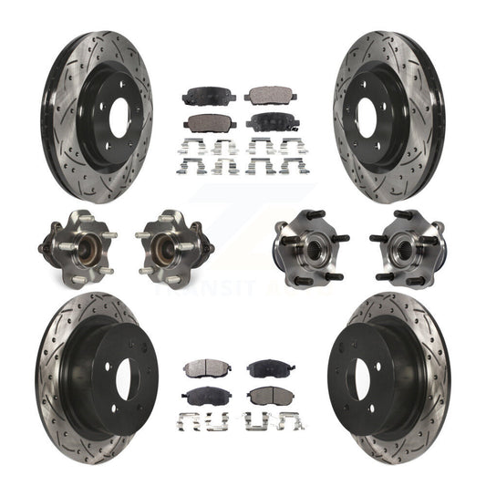Hub Bearing Coated Disc Brake Rotor Pads Front Rear Kit (10Pc) For Nissan Sentra