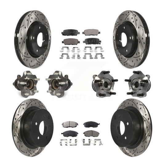 Hub Bearing Coated Disc Brake Rotor Pads Front Rear Kit (10Pc) For Nissan Sentra