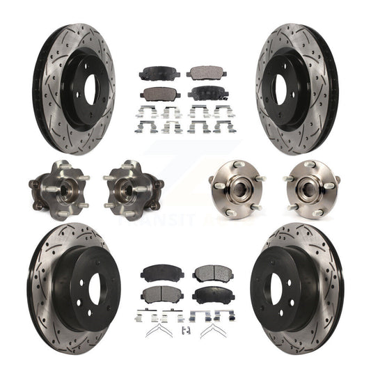 Hub Bearing Coated Brake Rotor Pad Front Rear Kit (10Pc) For Nissan Rogue Select
