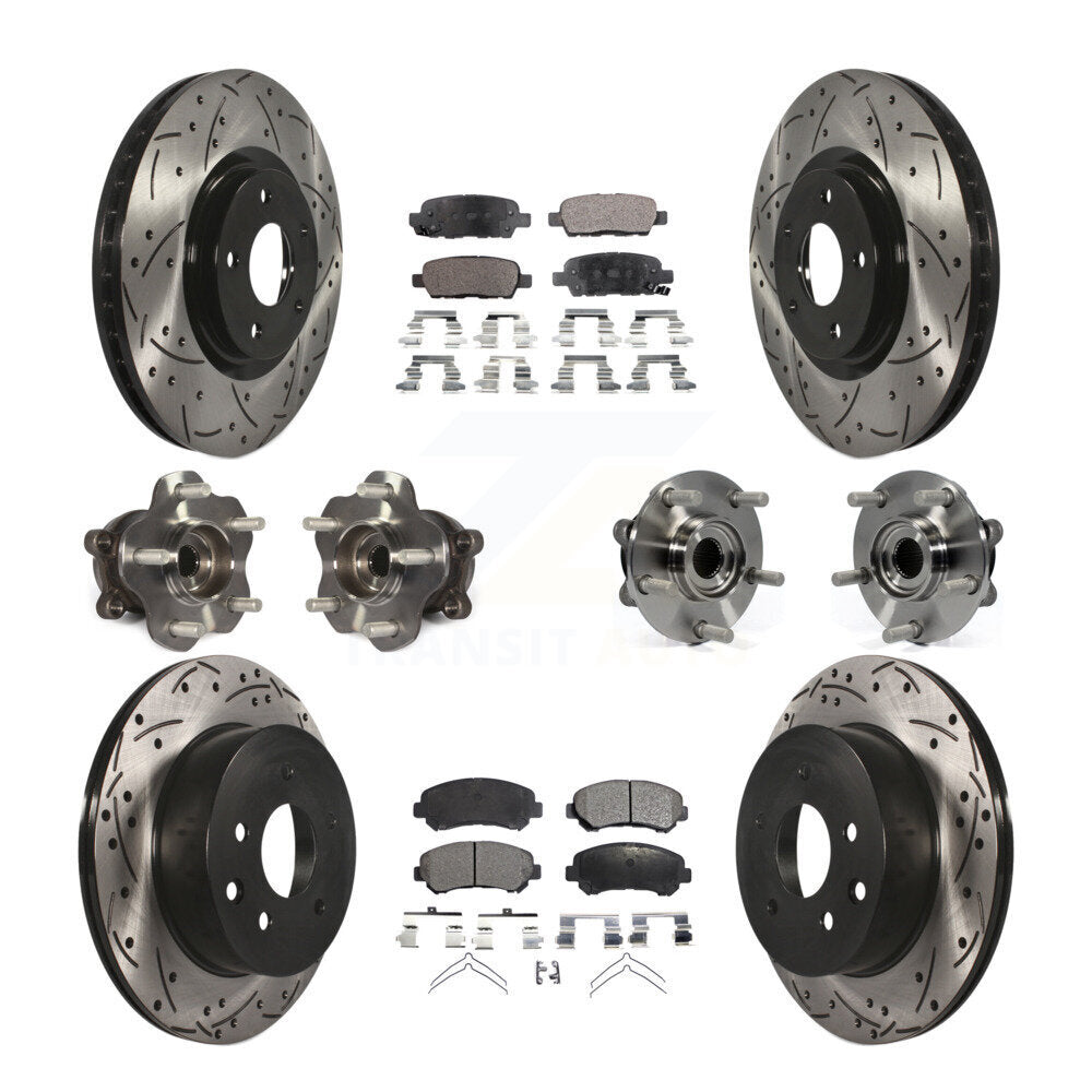 Hub Bearing Coated Disc Brake Rotor & Pads Front Rear Kit (10Pc) For Nissan Juke