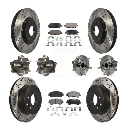 Hub Bearing Coated Disc Brake Rotor & Pads Front Rear Kit (10Pc) For Nissan Juke