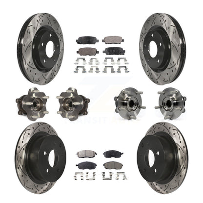 Hub Bearing Coated Disc Brake Rotor & Pads Front Rear Kit (10Pc) For Nissan Juke