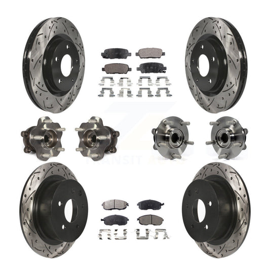 Hub Bearing Coated Disc Brake Rotor & Pads Front Rear Kit (10Pc) For Nissan Juke