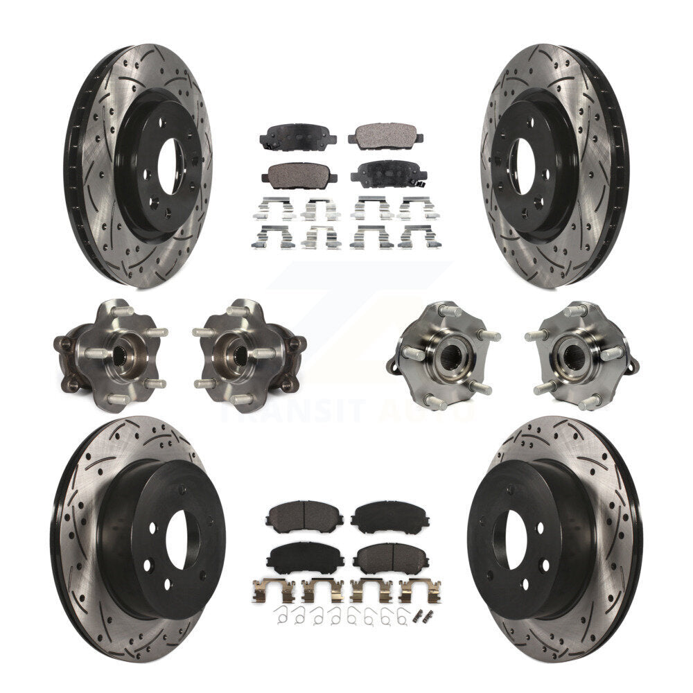 Hub Bearing Coated Brake Rotor Pads Front Rear Kit (10Pc) For Nissan Rogue Sport