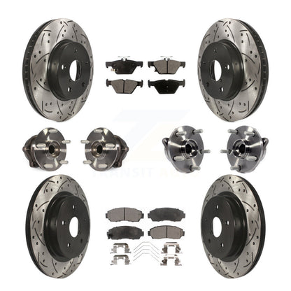 Hub Bearing Coated Brake Rotor Pads Front Rear Kit (10Pc) For Subaru Legacy 2.5L