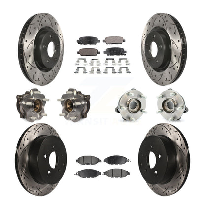 Hub Bearing Coated Brake Rotor & Pad Front Rear Kit (10Pc) For Nissan Pathfinder