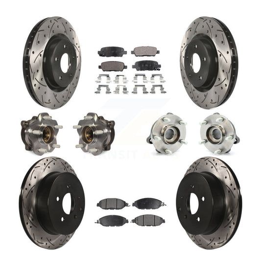 Hub Bearing Coated Brake Rotor & Pad Front Rear Kit (10Pc) For Nissan Pathfinder