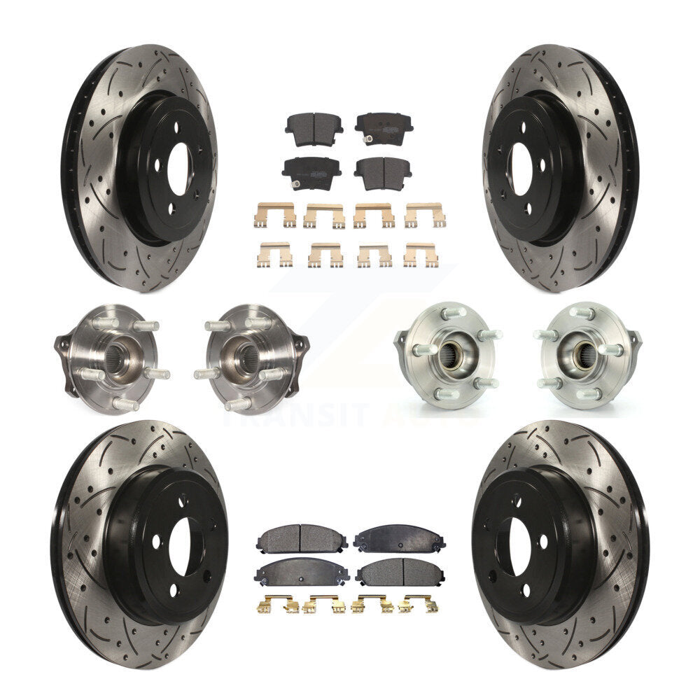 Hub Bearing Coated Brake Rotor & Pad Front Rear Kit (10Pc) For Dodge Charger 300