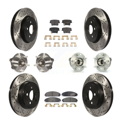 Hub Bearing Coated Brake Rotor & Pad Front Rear Kit (10Pc) For Dodge Charger 300