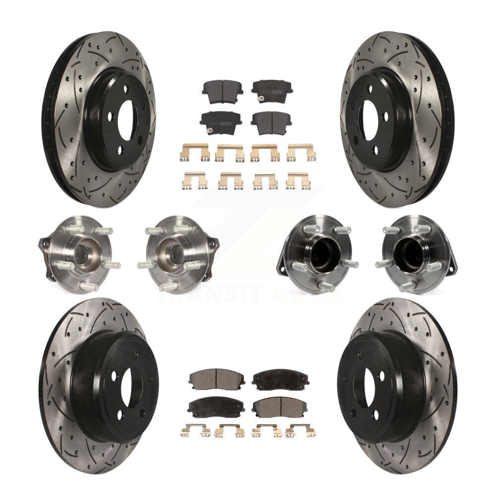Hub Bearing Coated Brake Rotor & Pad Front Rear Kit (10Pc) For Dodge Charger 300