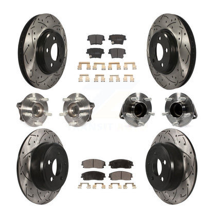 Hub Bearing Coated Brake Rotor & Pad Front Rear Kit (10Pc) For Dodge Charger 300