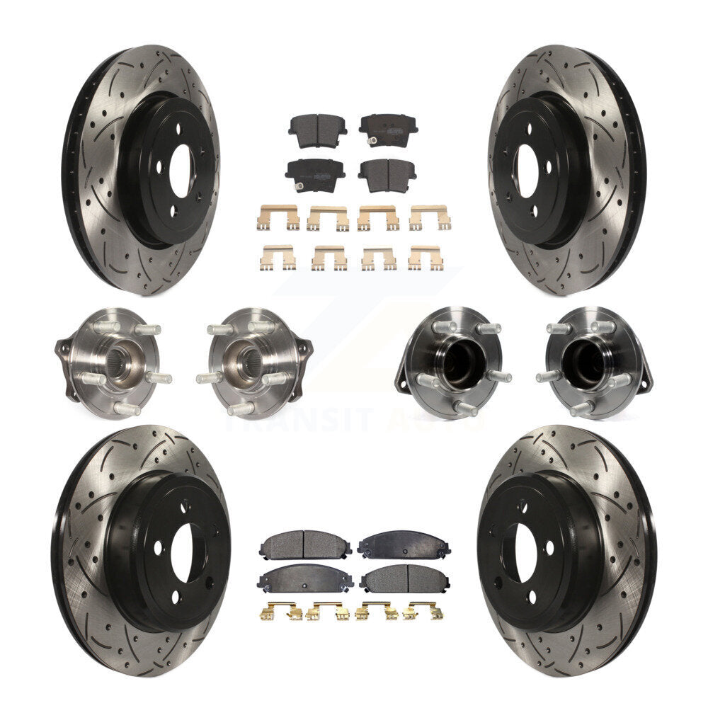 Hub Bearing Coated Brake Rotor & Pad Front Rear Kit (10Pc) For Dodge Charger 300