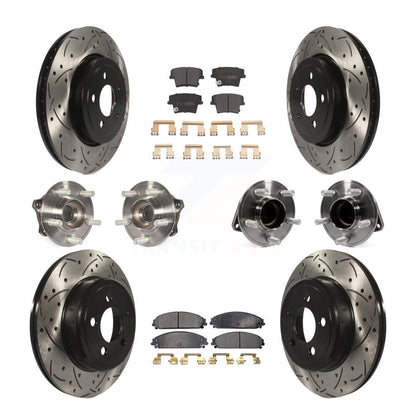 Hub Bearing Coated Brake Rotor & Pad Front Rear Kit (10Pc) For Dodge Charger 300
