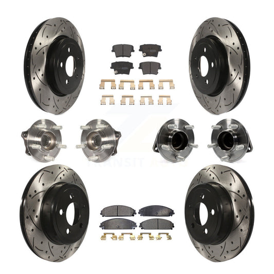 Hub Bearing Coated Brake Rotor & Pad Front Rear Kit (10Pc) For Dodge Charger 300