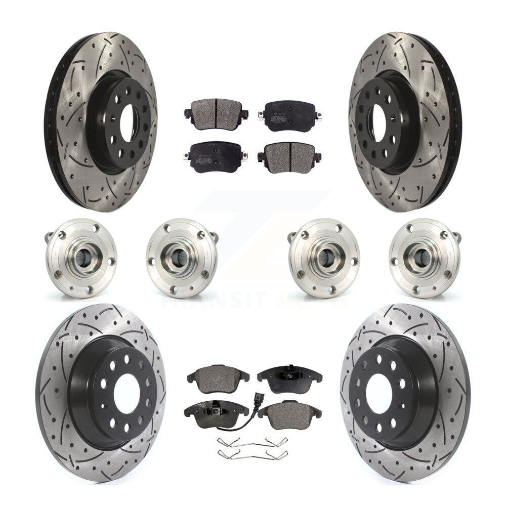 Hub Bearing Coated Brake Rotor And Pad Front Rear Kit (10Pc) For Audi Q3 Quattro