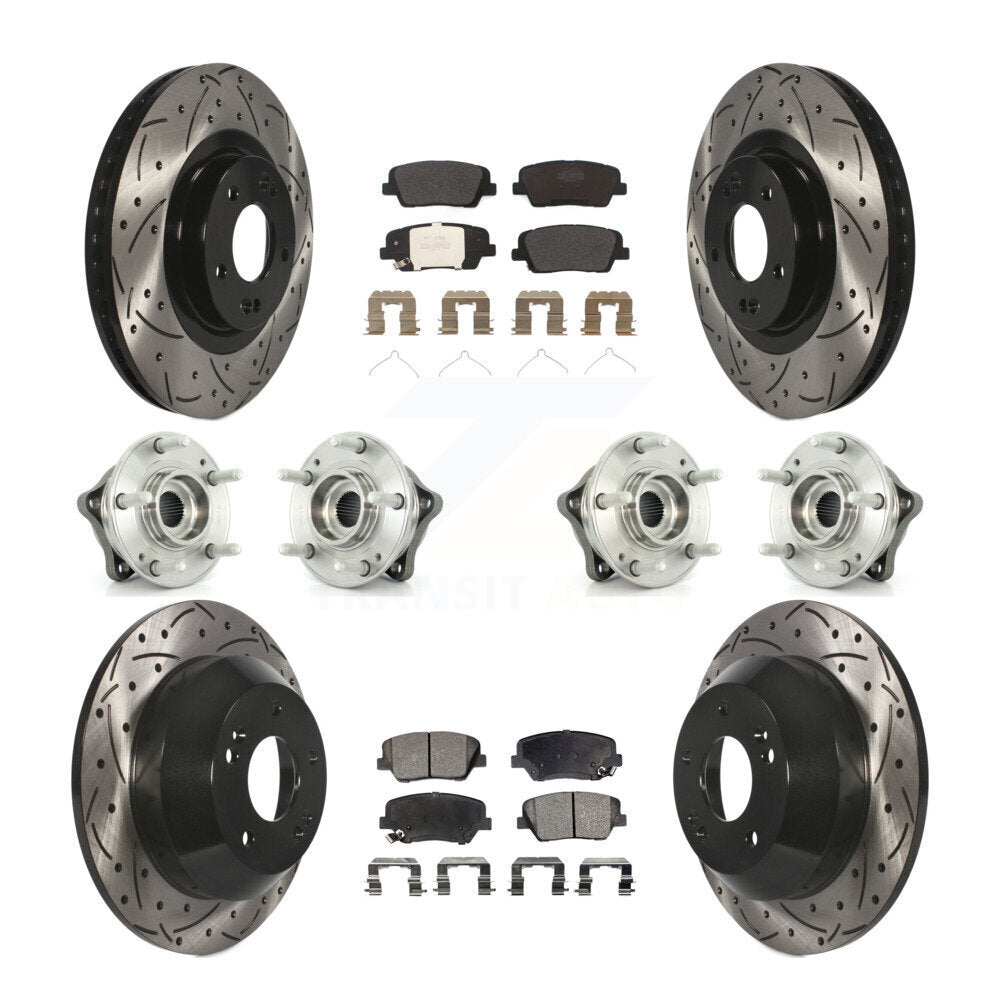 Hub Bearing Coat Brake Rotor Pad Front Rear Kit (10Pc) For 14-15 Kia Sorento AWD