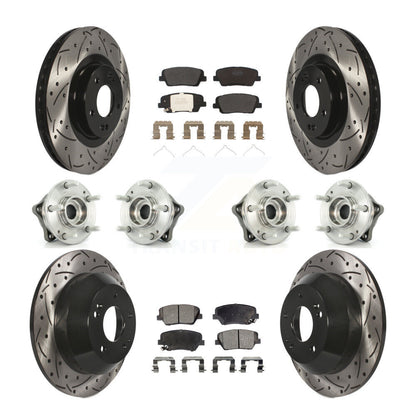 Hub Bearing Coat Brake Rotor Pad Front Rear Kit (10Pc) For 14-15 Kia Sorento AWD